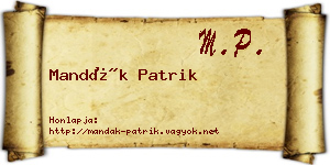 Mandák Patrik névjegykártya