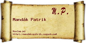 Mandák Patrik névjegykártya